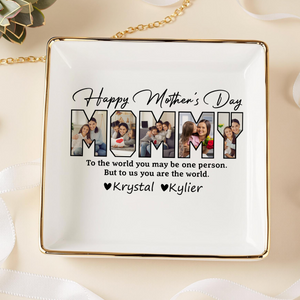 Custom Photo Happy Mother's Day To My World Jewelry Dish LM32 893147