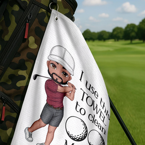 Personalised I Use This Towel to Clean My Balls Waffle Golf Towel with Cartoon Sport Man Gift for Golf Lover Man HO82 900836