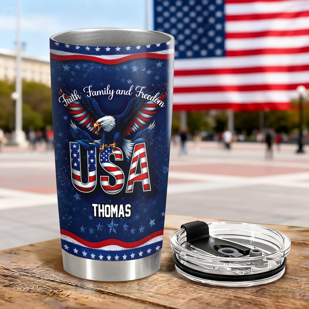 Custom Name Faith, Family & Freedom 250 Years Anniversary Fat Tumbler 1776–2026 CH07 910590