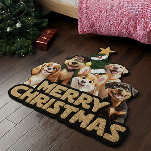 Custom 3D Cute Dog Merry Christmas Personalized Custom Shape Faux Cashmere Rug HA75 898474