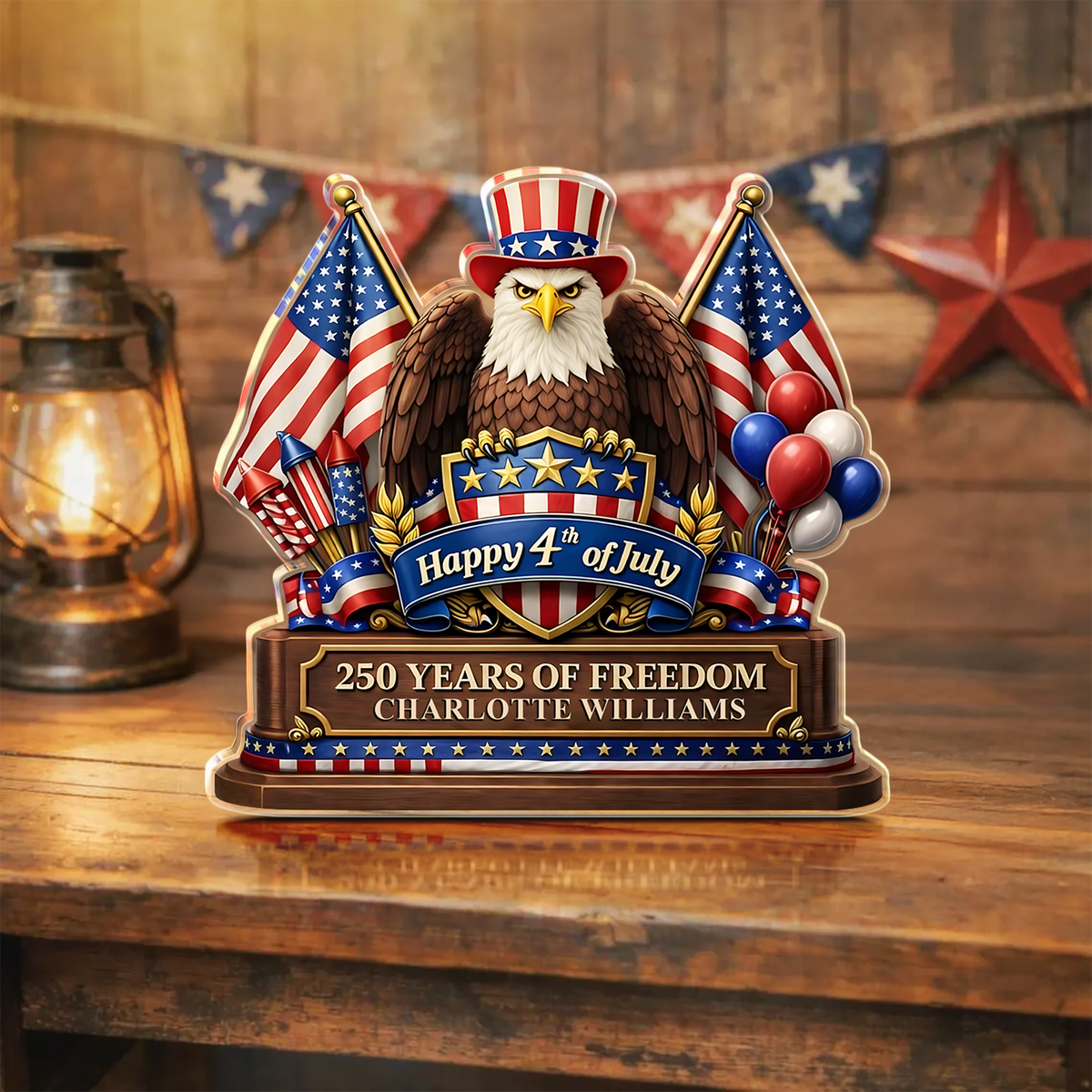 Personalized 250 Years of Freedom Acrylic Block Plaque Happy 4th of July HO82 902842