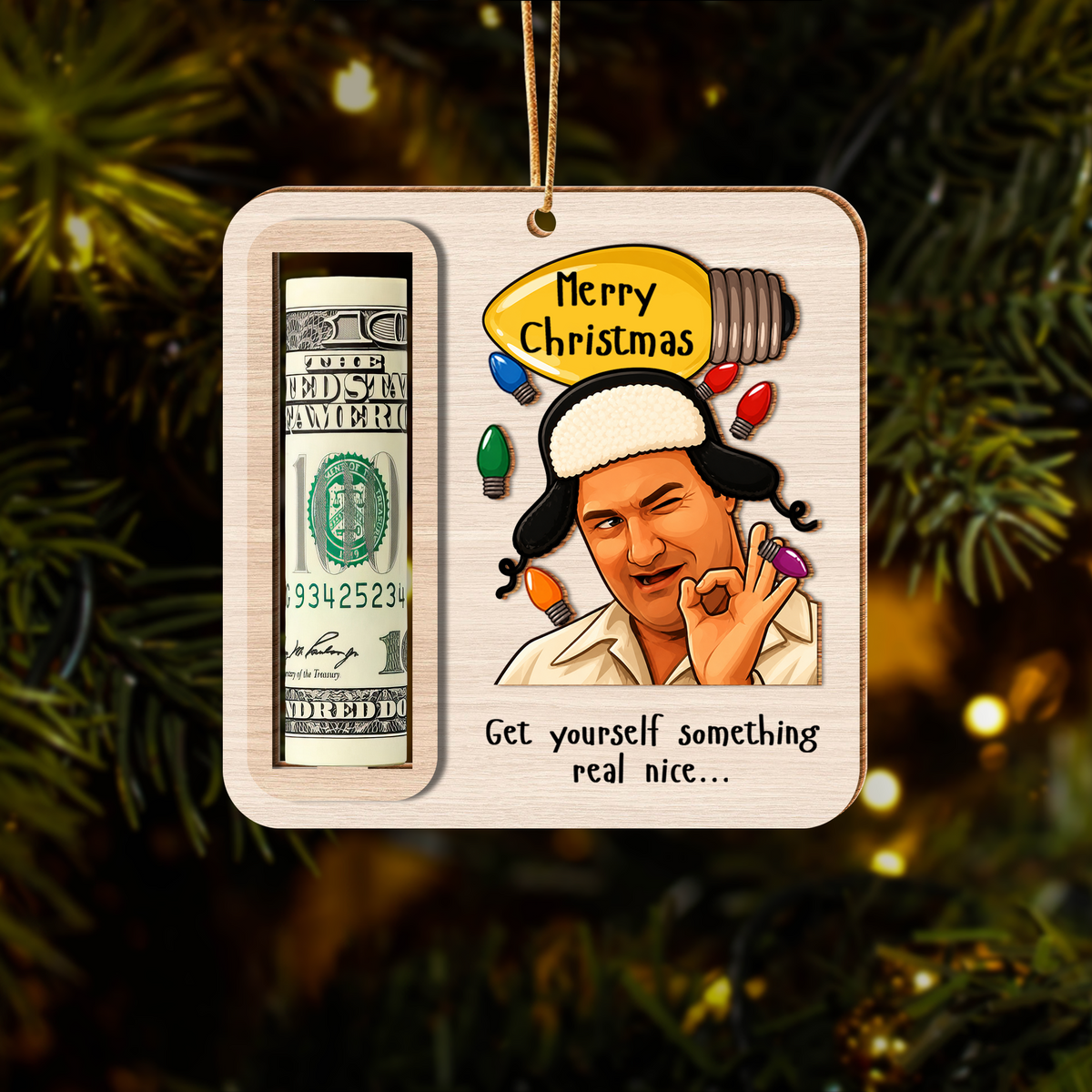 Cousin Eddie Wooden Money Holder Ornament – Funny Christmas Cash Gift Holder CH07 180486