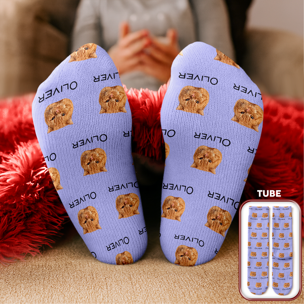 Custom Pet Portrait Socks – Personalized Dog/Cat/Person Photo & Name Gift TH10 896681