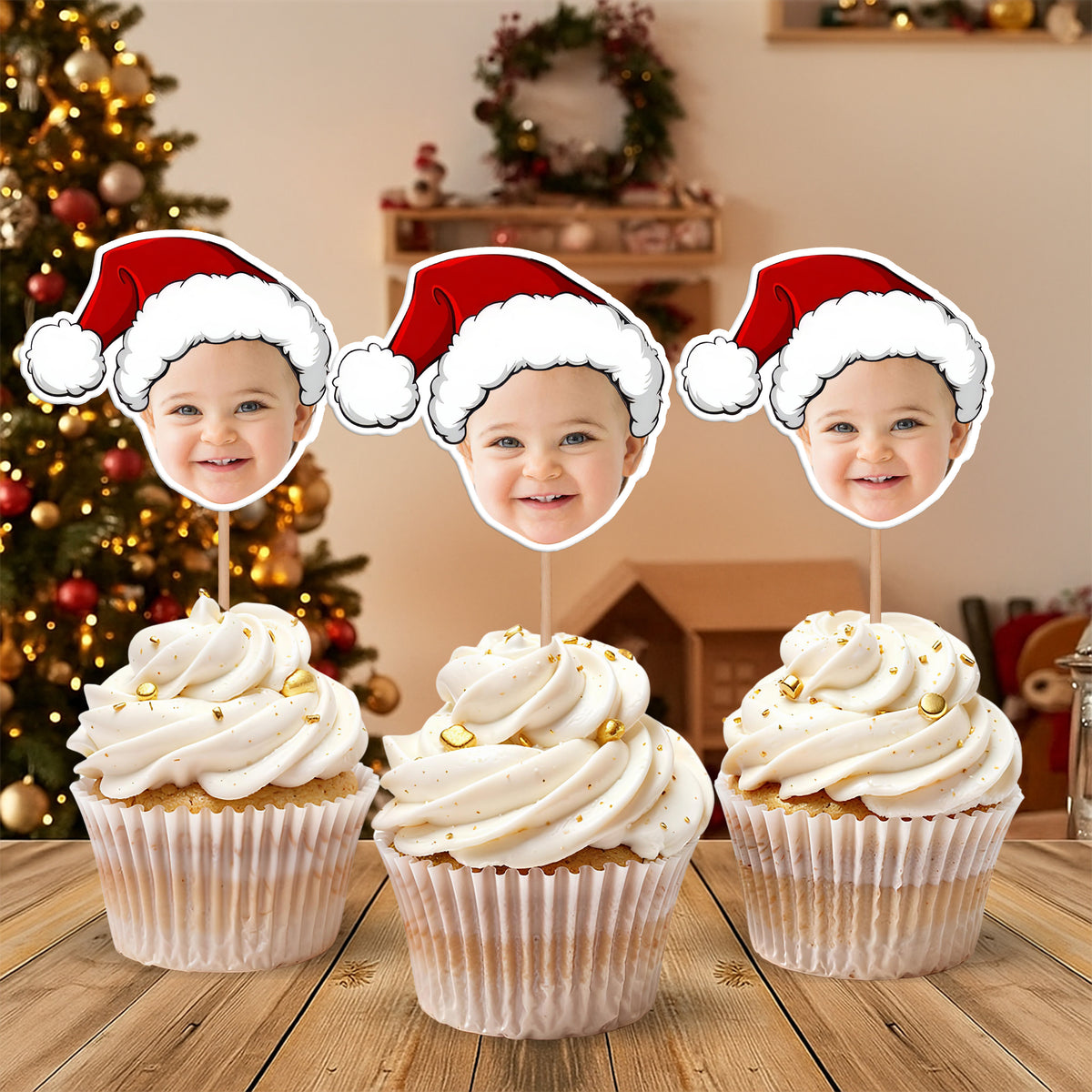 Custom Photo Cute Cupcake Topper Christmas Gift For Family TH10 894749
