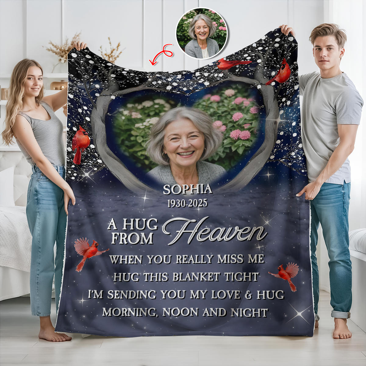 Personalized A Hug From Heaven Custom Photo Memorial  Blanket CH07 896454
