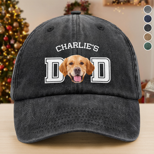 Custom Photo Dog Cat Dad Washed Denim Baseball Cap HA75 892928