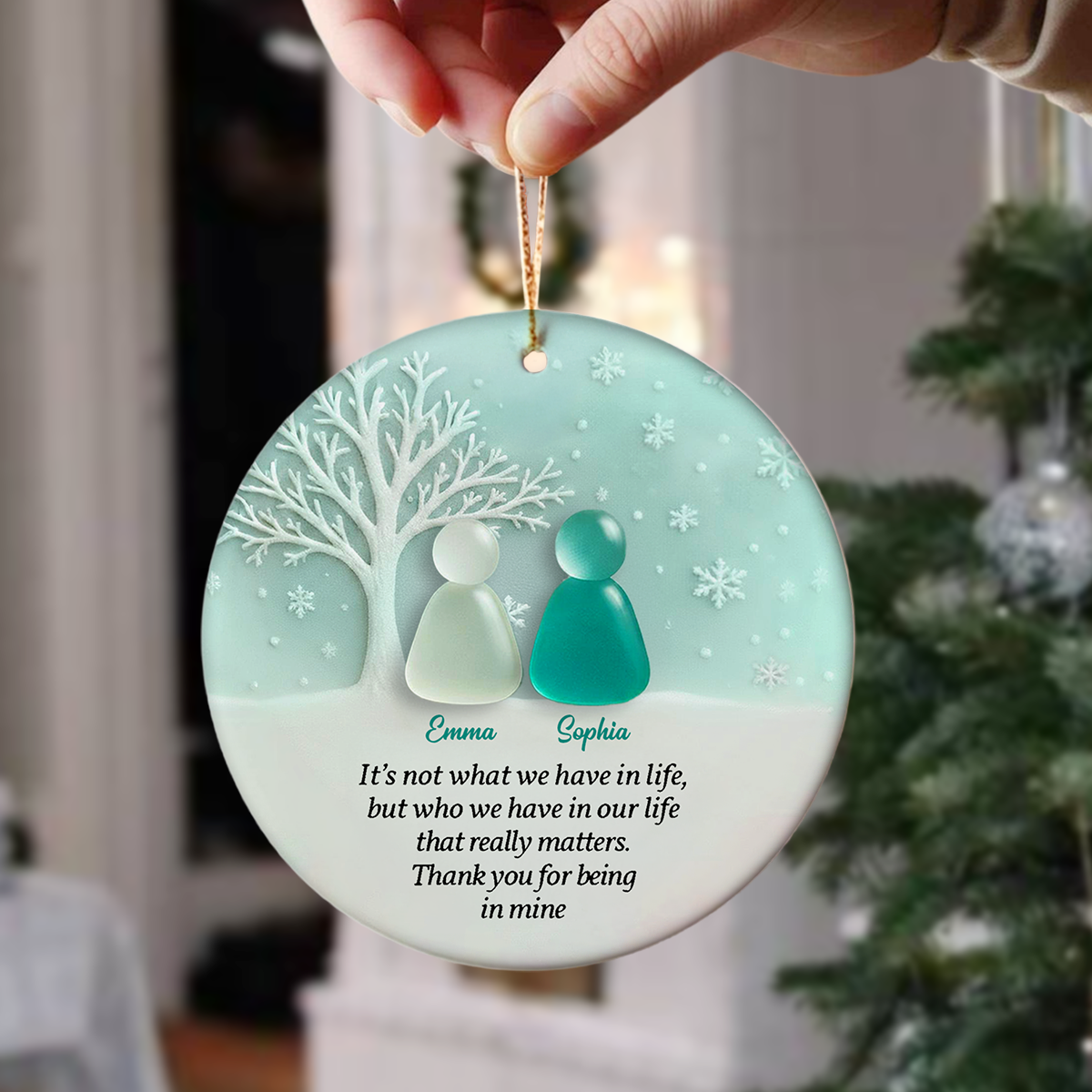 Personalized 2D Friendship Sea Glass Ceramic Ornament, Best Friend Christmas Gift CH07 899862