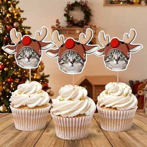 Custom Photo Cute Cat Cupcake Topper Christmas Gift For Cat Lovers TH10 894751