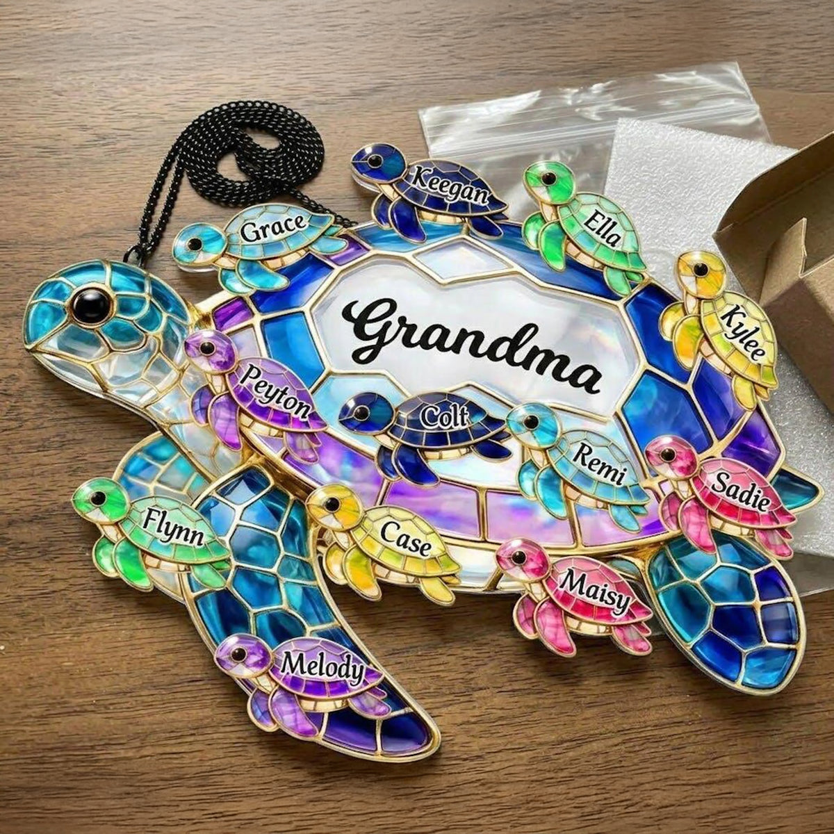 Personalized Turtle Window Hanging Suncatcher Ornament - Gift For Mother's Day HO82 902134