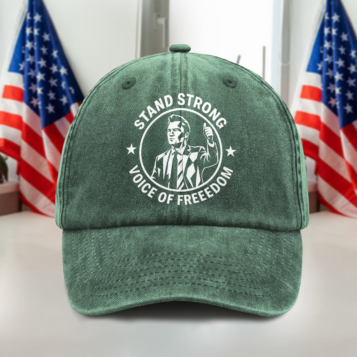 Stand Strong Charlie Kirk - Voice Of Freedom Washed Denim Baseball Cap LM32 65533
