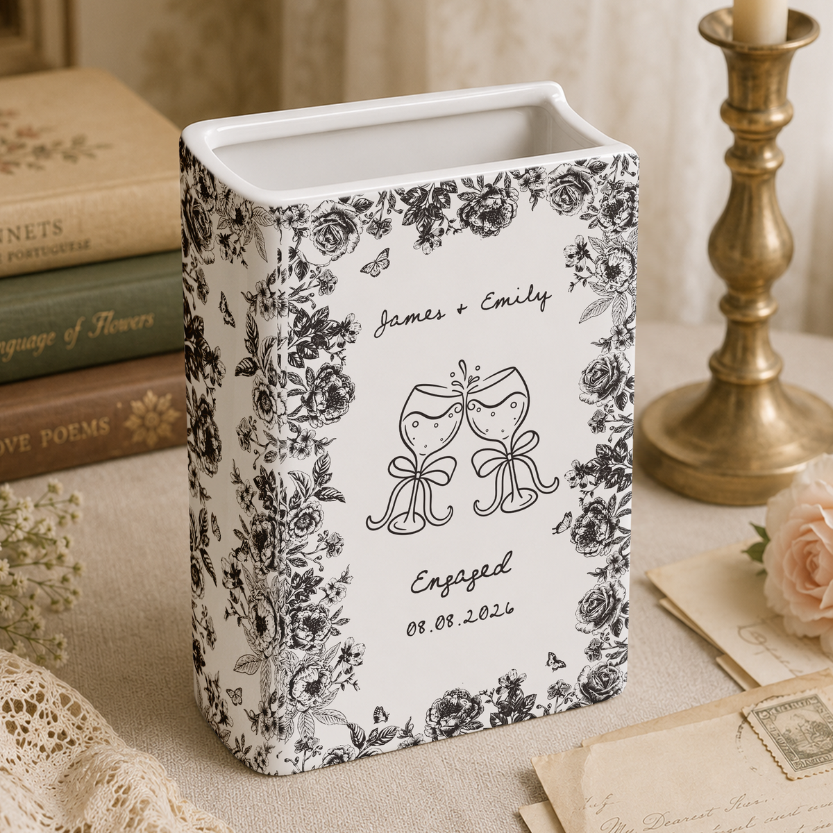 Couple Wedding Gifts Toile De Jouy Style - Personalized Book Vase LM32 669829