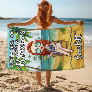 Just A Girl Who Loves Beaches Personalized Beach Towel Summer Vacation Gift CH07 895810