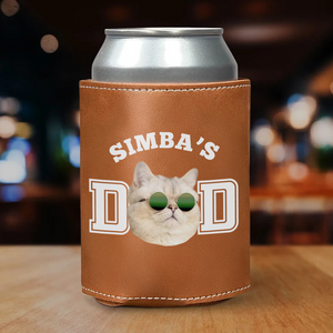 Custom Photo Dog Cat Dad Leather Can Cooler Holder Gift For Dog Cat Dad HO82 894096