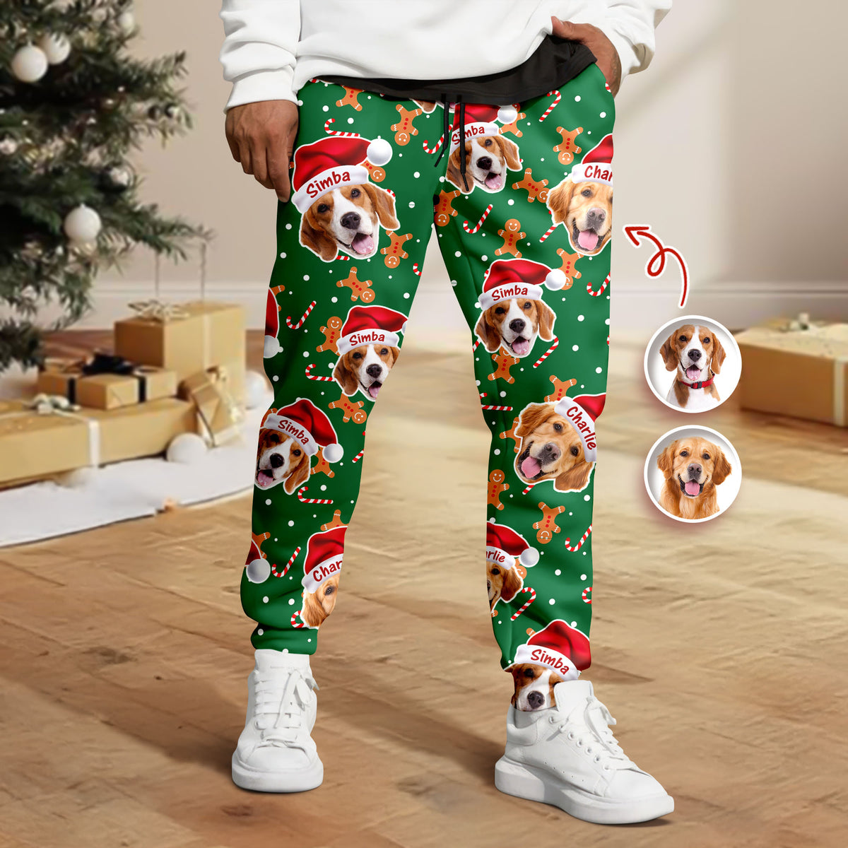 Custom Dog Photo Santa Claus Matching Christmas Sweatpants For Dog Lovers LM32 895695
