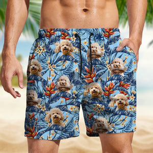 Custom Dog Photo Hawaii In The Air Family Man's Beach Short HO82 894270