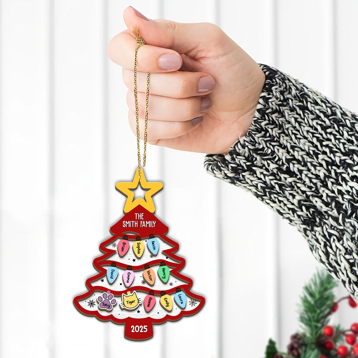 Personalized Family Tree Ornament 2025 Gift For Large Family With Pets HO82 894668