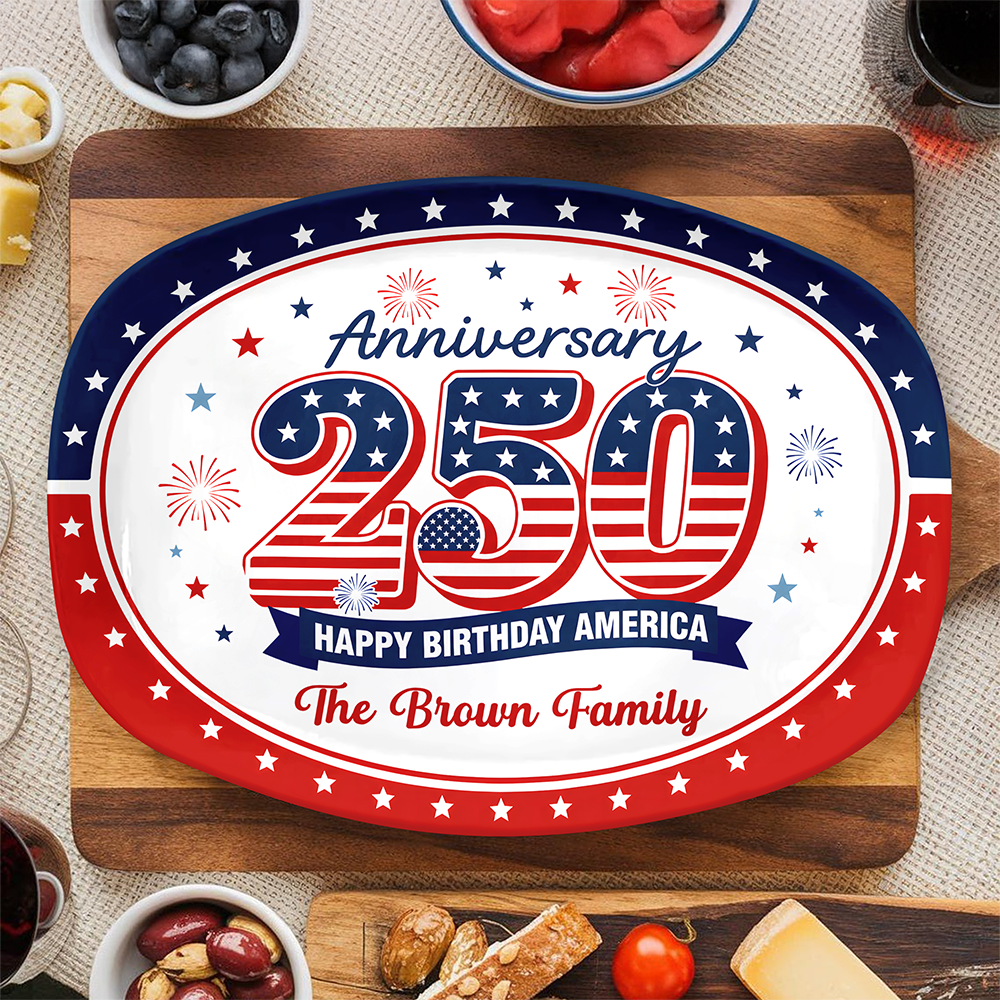 Custom Family Name 250th Happy Birthday America 1776-2026 Anniversary Platter HO82 902694