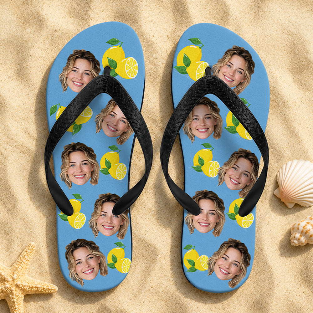 Custom Photo Tropical Summer Pattern Flip Flops - Personalized Beach Gift CH07 911604