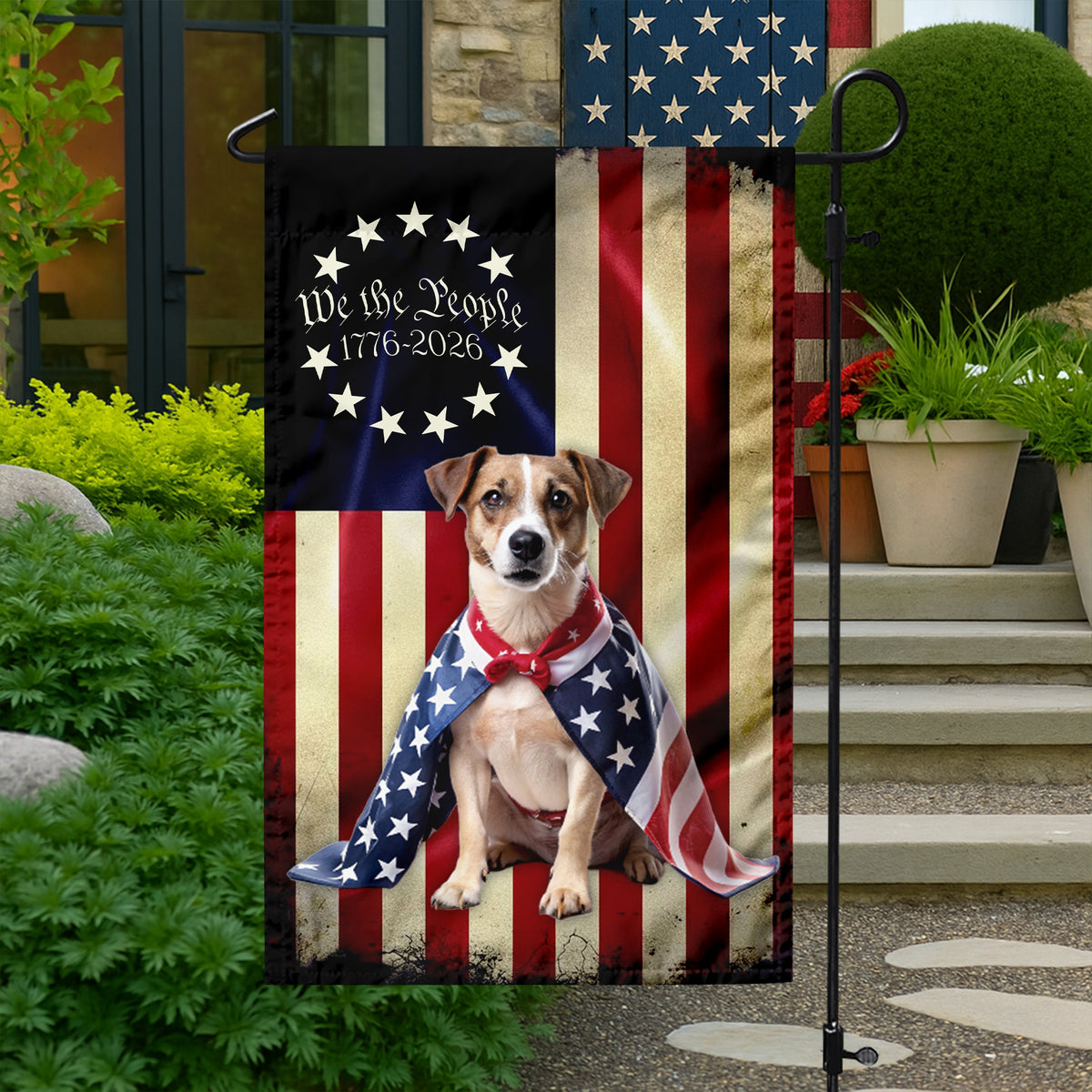 Custom Photo My Dog Loves USA 250 Garden Flag HA75 898906