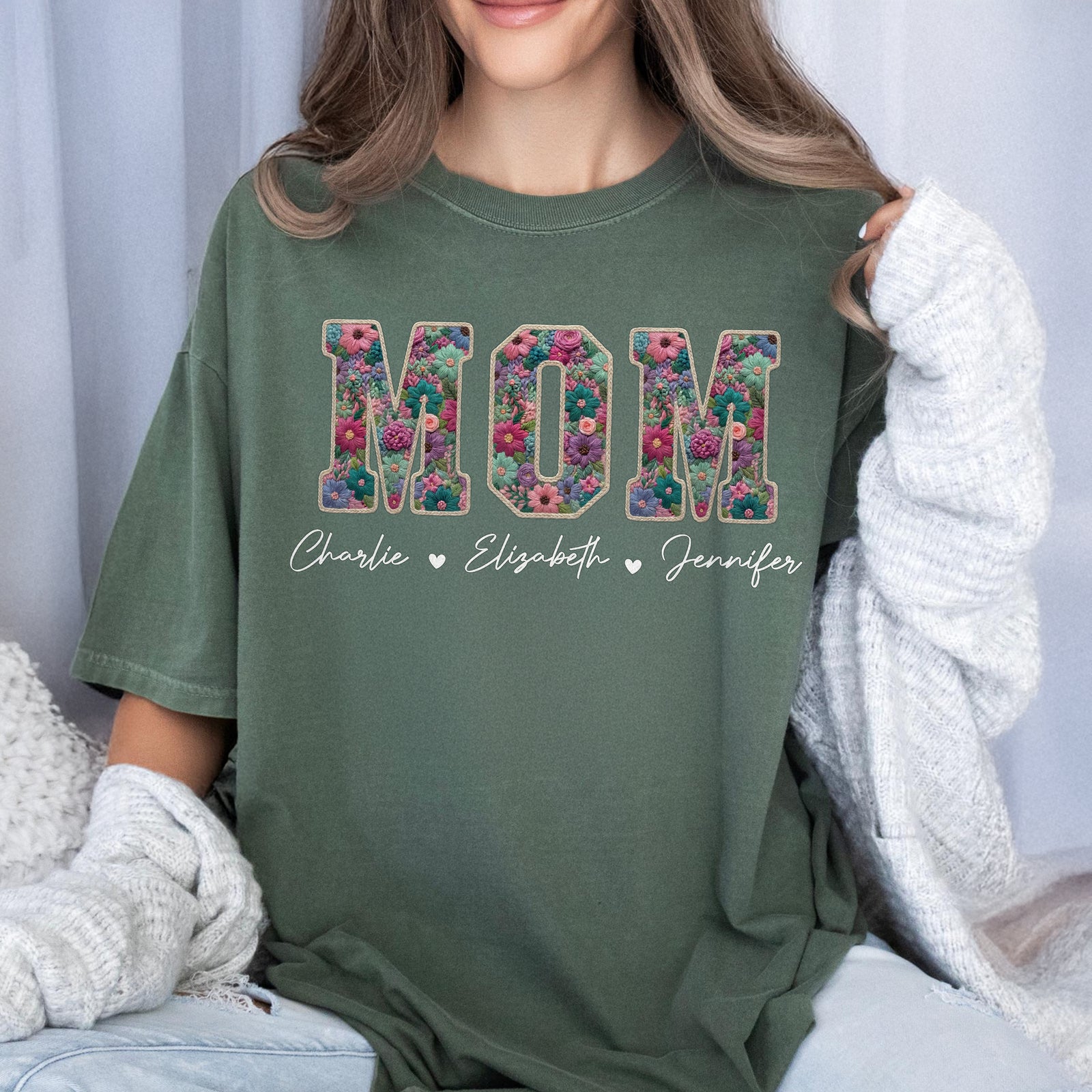Personalized Kids Names Faux Embroidery Effect Comfort Shirt Mother’s Day Gift HO82 902124