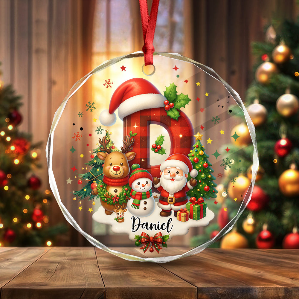 Custom Alphabet Personalized Christmas Glass Ornament HA75 897564