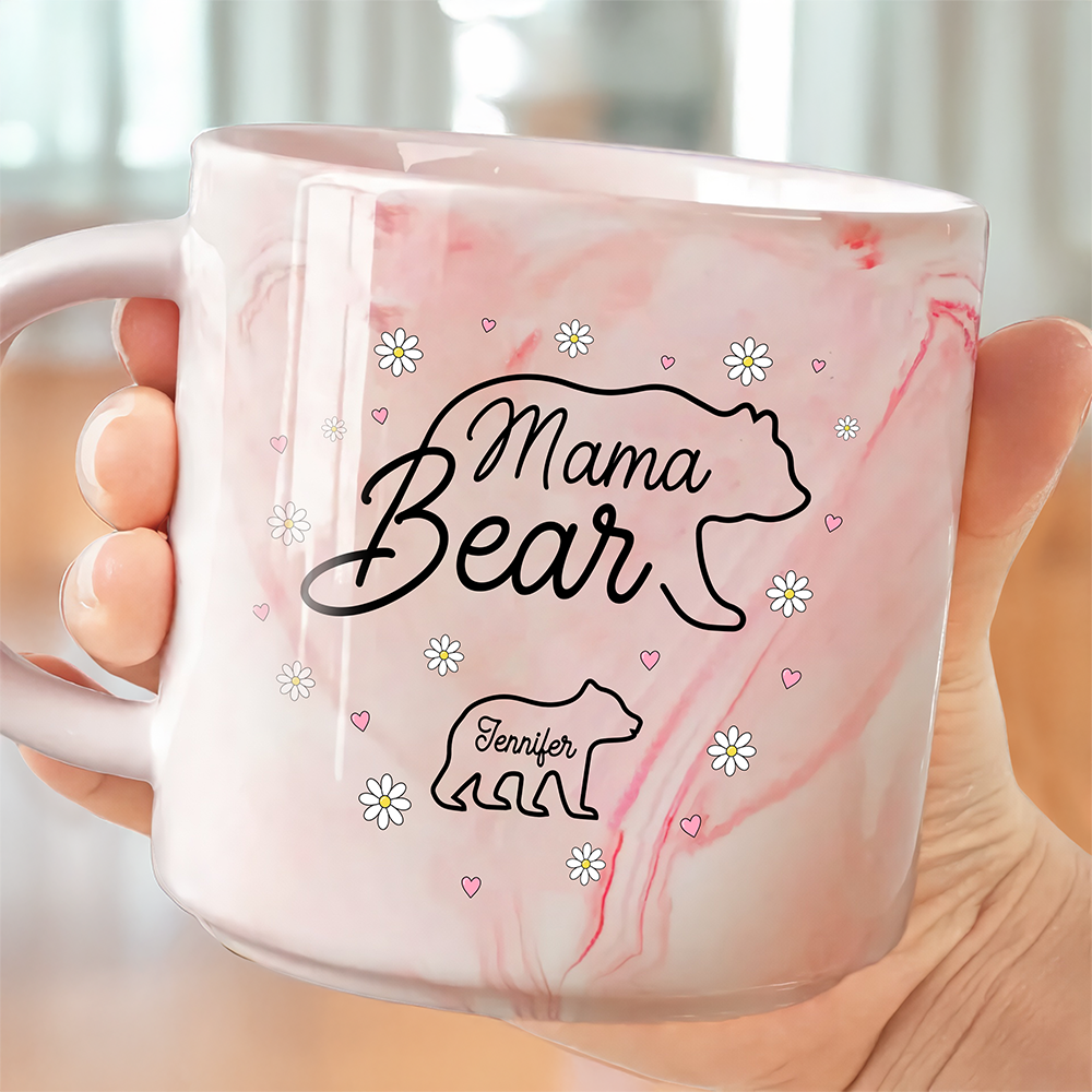 Mama Bear Family Personalized Marble Mug Mother's Day Gift For Mom HA75 892176