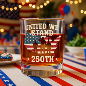 United We Stand 250th Anniversary USA Veteran Whiskey Glass HA75 897310
