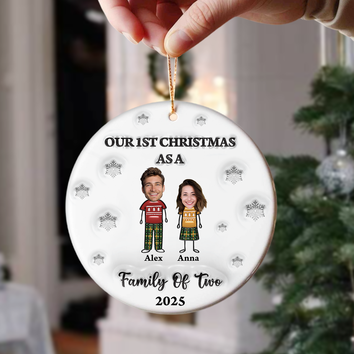 First Christmas As A Family Personalized 3D Inflated Effect Ceramic Ornament CH07 899496