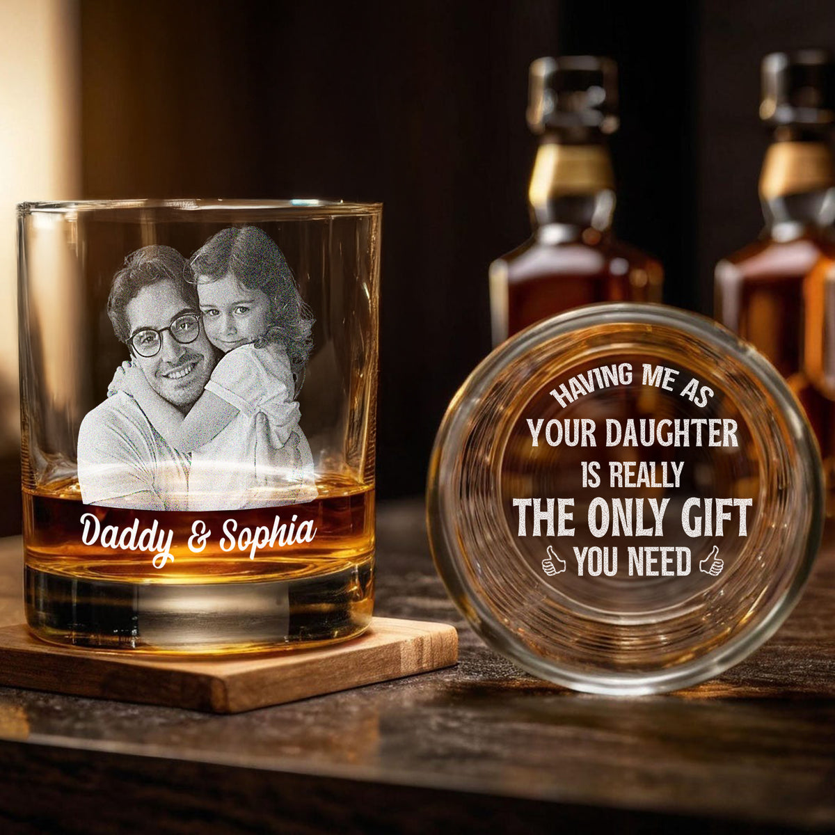Custom Photo Daddy Having Us Is The Only Gift You Need Whiskey Glass LM32 893549
