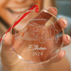 Custom Car Photo Christmas Engraved Glass Ornament TH10 894333