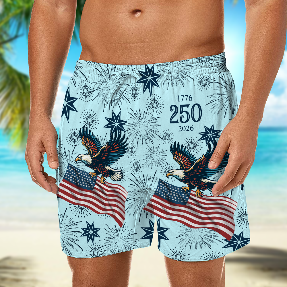 USA 250 Anniversary Eagle 1776-2026 Beach Short HA75 920182