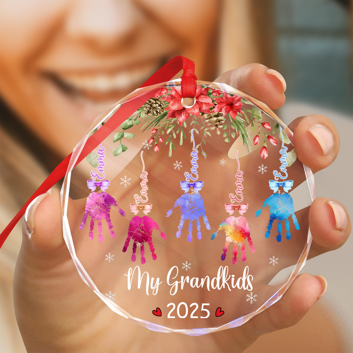 My Grandkids Handprints - Personalized Circle Glass Ornament LM32 895897