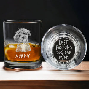 Custom Photo Best F*cking Dog Dad Ever Engraved Whiskey Glass Gift For Dog Lover CH07 895734
