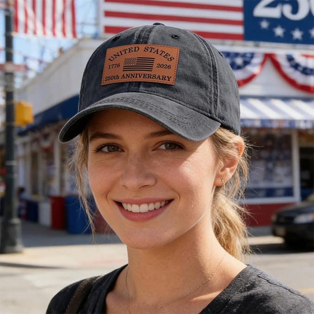 250 Anniversary USA 1776 - 2026 Leather Patch Baseball Cap for Men Women LM32 669355