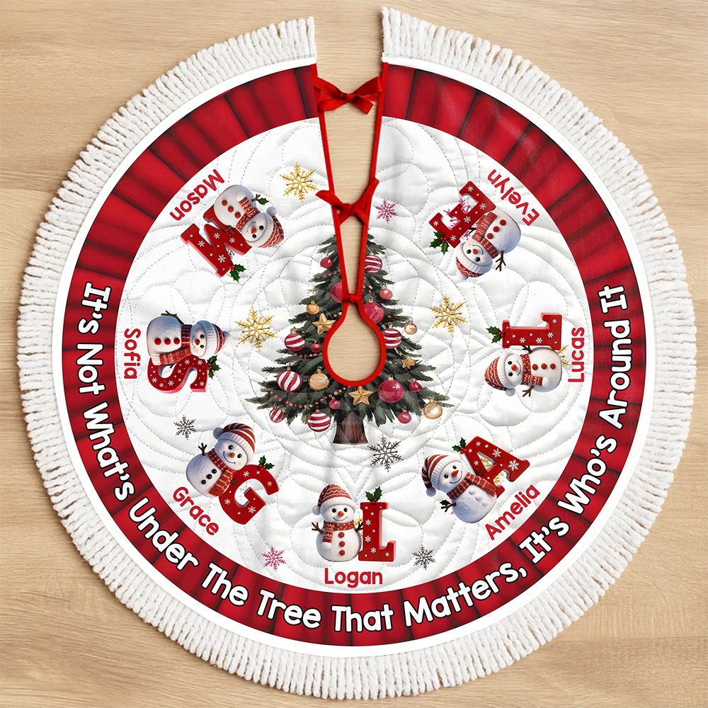 Custom Snowman Hearts Shine Together This Christmas Family Tree Skirt HO82 900062