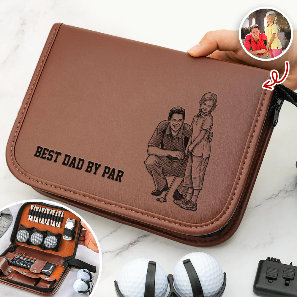 Custom Photo Best Dad By Par Sketch Line Art Golf Set - Personalized Gift For Dad TH10 169821