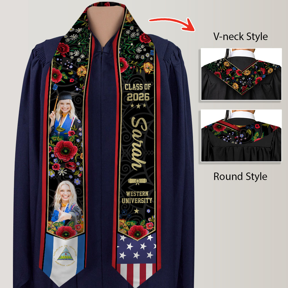 Custom Photo Class of 2026 Country Flag Graduation Stole HA75 898892