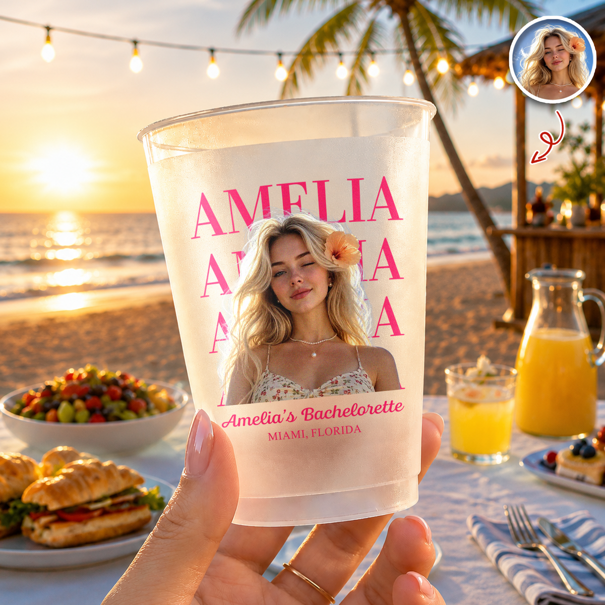 Personalized Photo Bachelorette Cup – Custom Frosted Party Cup, Bridal Shower Gift & Party Favor TH10 170549