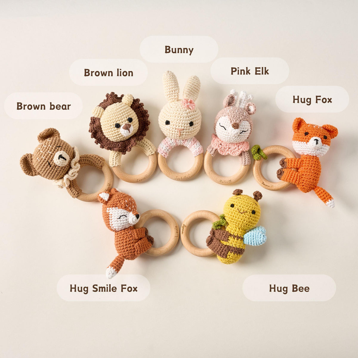 Custom Cute Bear Crochet Baby Rattle Toy with Name - Newborn Gift, Baby Shower Gift LM32 669453