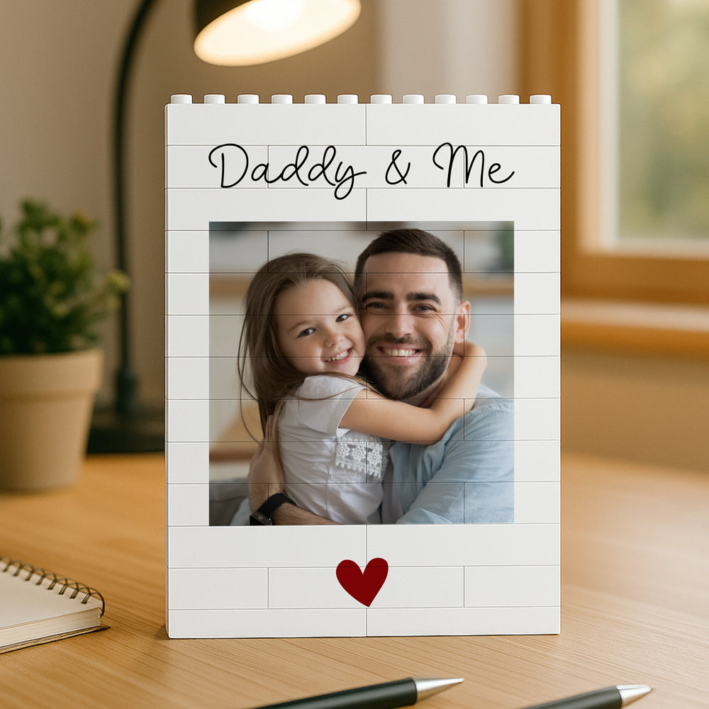 Custom Photo Daddy & Me Vertical Rectangle Brick Blocks Father's Day Gift HA75 892384