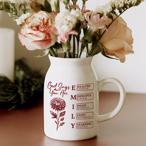 God Says I Am Personalized Name Initial Bible Toile De Jouy Vase LM32 895367