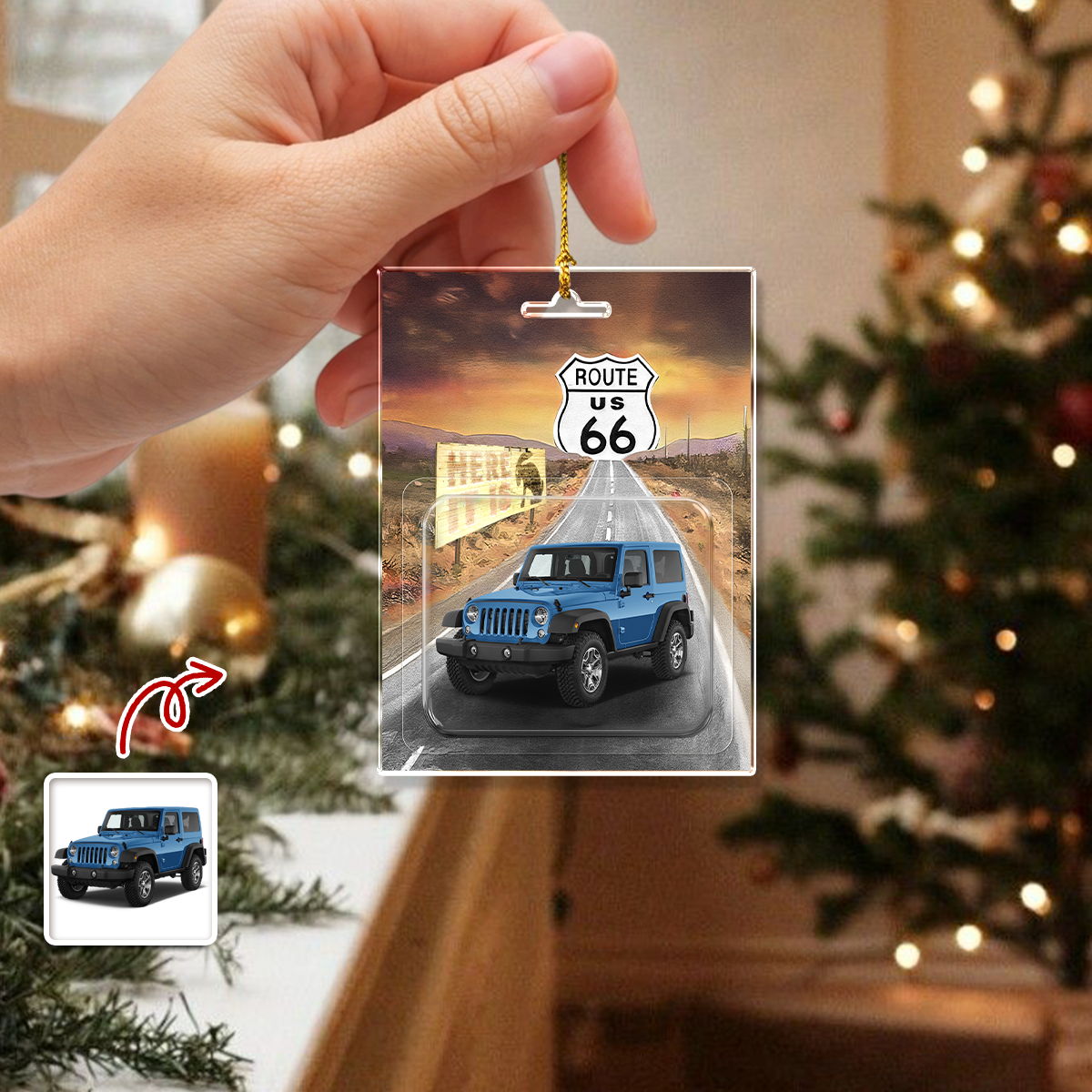 Custom Photo Route 66 Acrylic Ornament For Car Lover TH10 896091