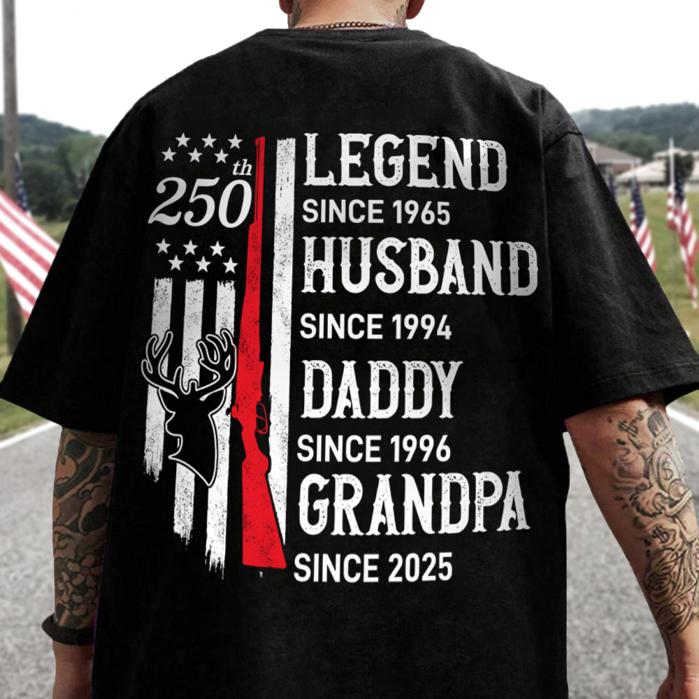 Personalized Legend, Husband since 4th of July Back Dark Shirt Gift for Hunting Dad HA75 920776