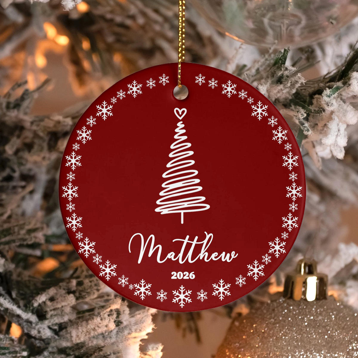 Custom Name Christmas Tree Ceramic Ornament, Personalized Holiday Decoration, Christmas Keepsake Gift HA75 919122