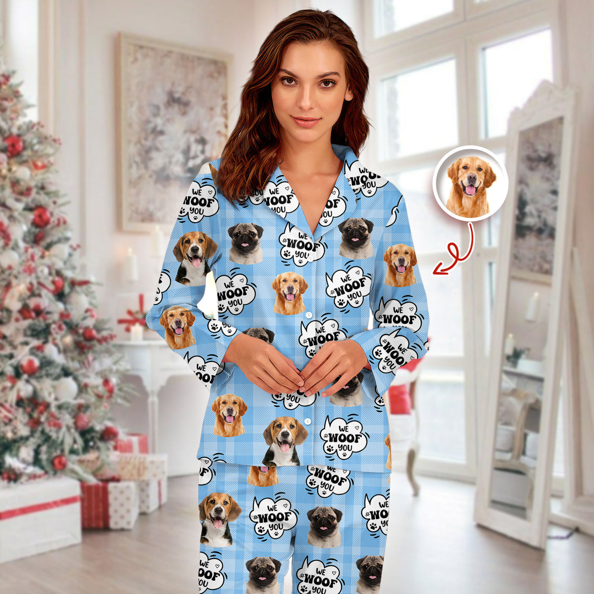 Custom Photo I Woof You - Personalized Pajamas Gift For Dog Lovers HO82 894382
