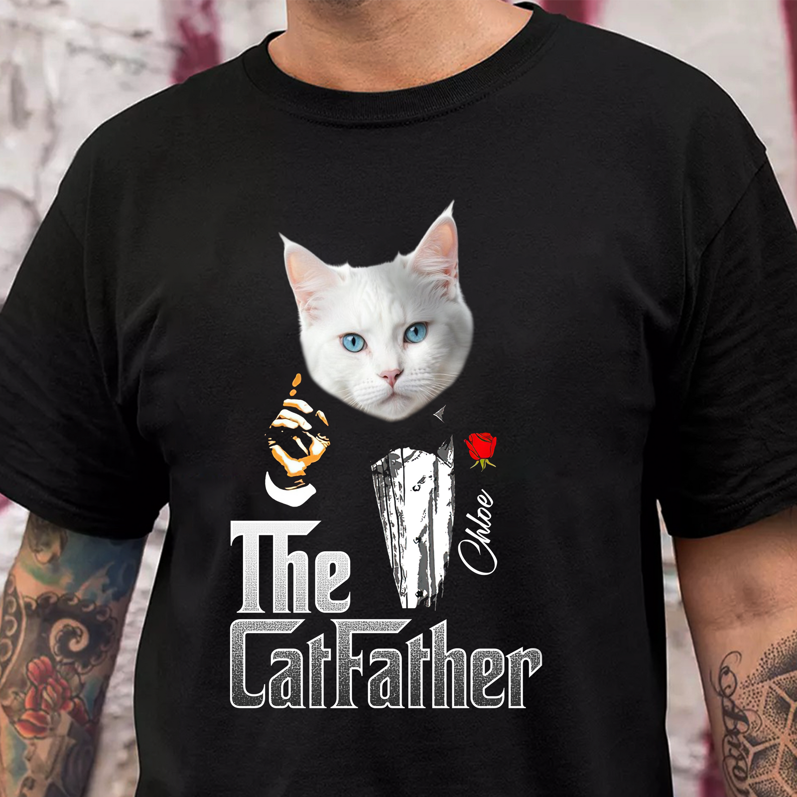 Custom Photo The Catfather Gentlemen Cat Shirt Personalized Gift For Dad HO82 893846