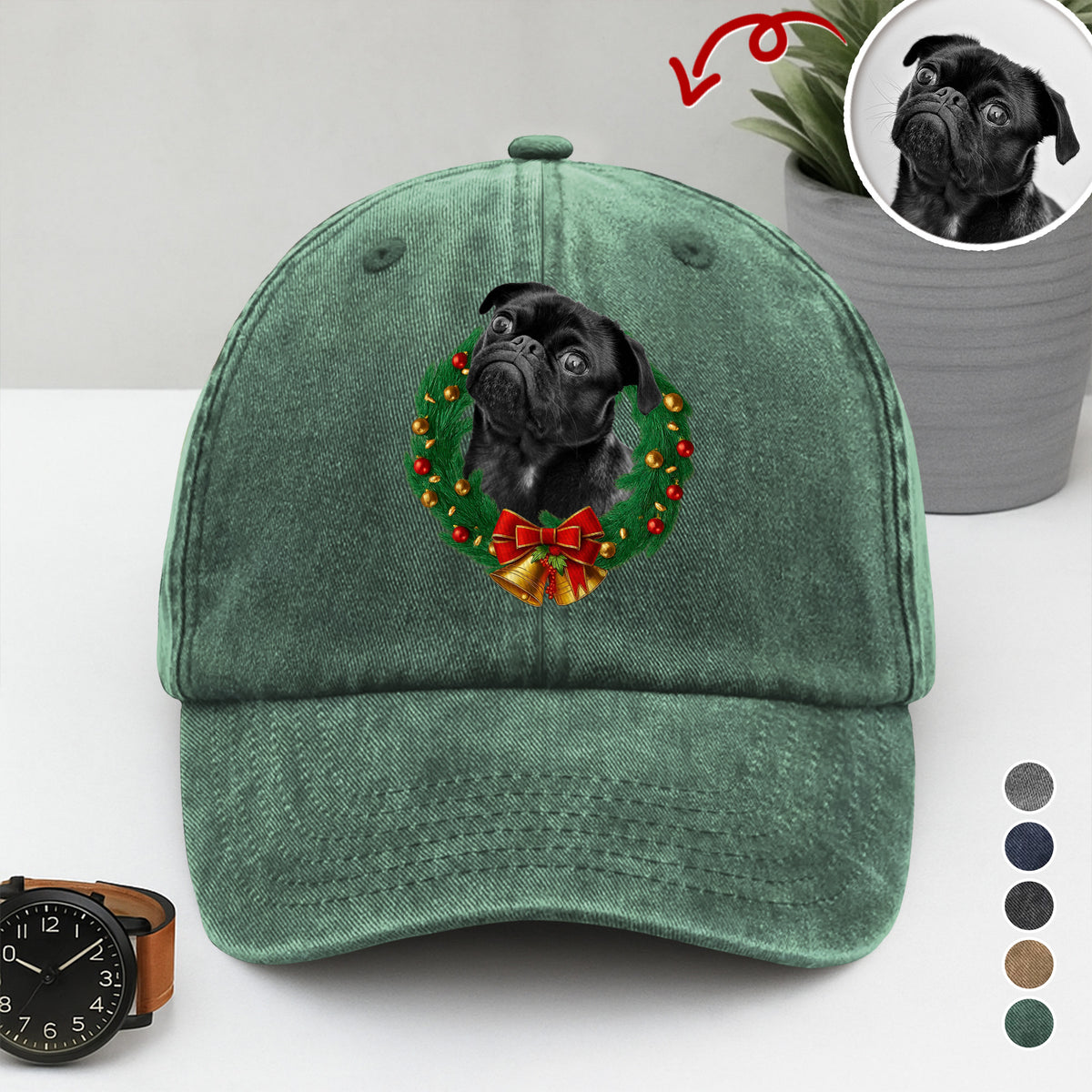 Custom Pet Photo Washed Denim Baseball Cap Christmas Gift For Dog And Cat Lovers HA75 897058