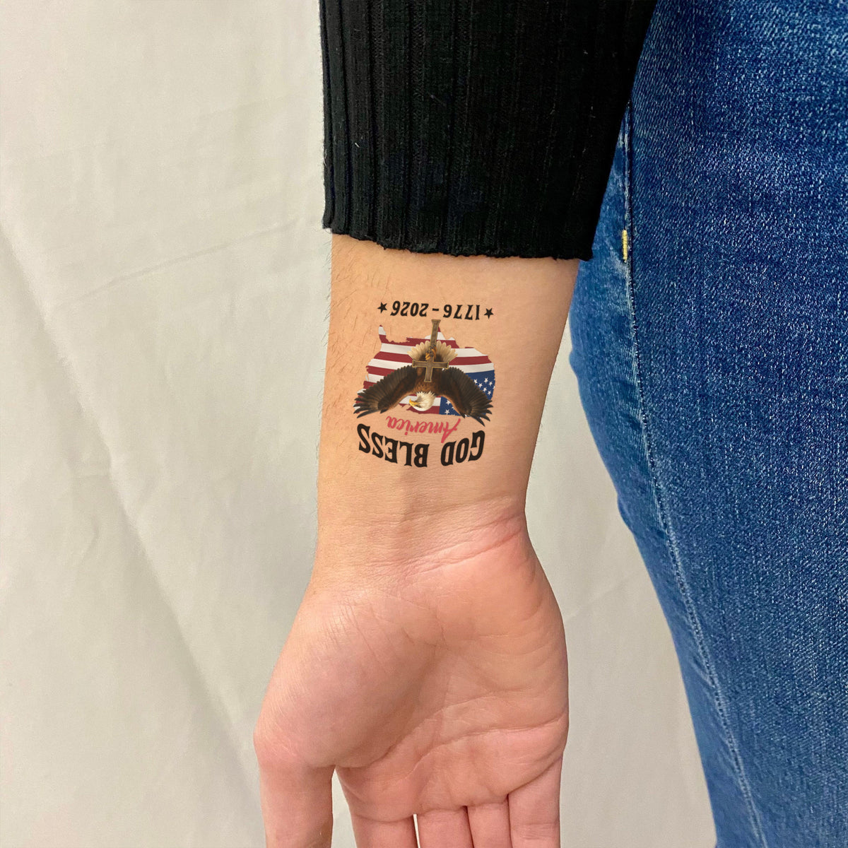 Multi 250 Years of America With Eagles - In God We Trust Party Tattoos Favors LM32 897813