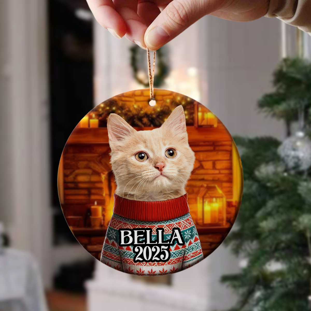 Custom Cute Cat Photo Christmas Ornament Gift For Cat Lover CH07 899408