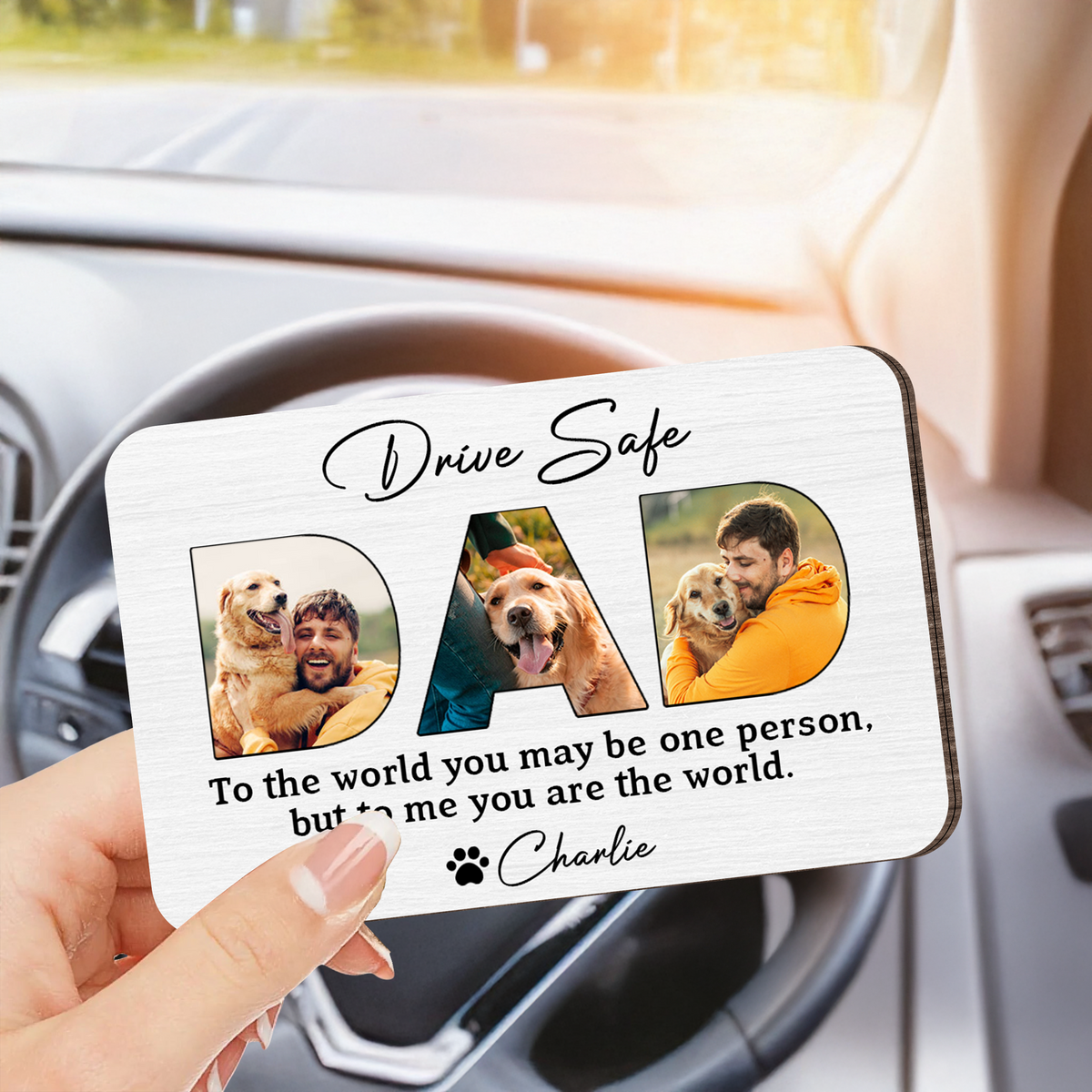 Custom Photo Dad To Me You Are The World Car Visor Clip CH07 895948